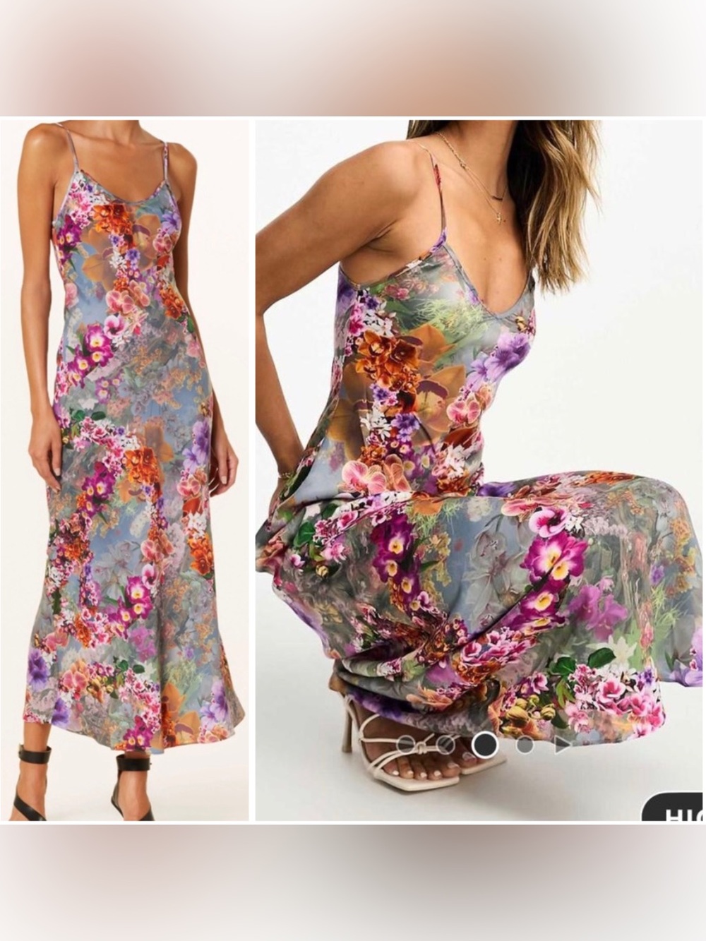 All Saints Bryony Lucia Floral Slip Dress Peace Pink, 10